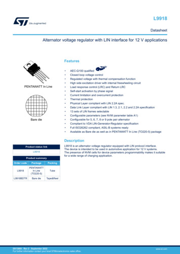 Datasheet - L9918 - Alternator Voltage Regulator With LIN Interface For .