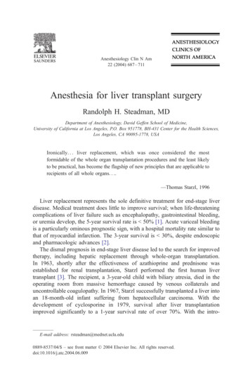 Anesthesia For Liver Transplant Surgery - Stanford University