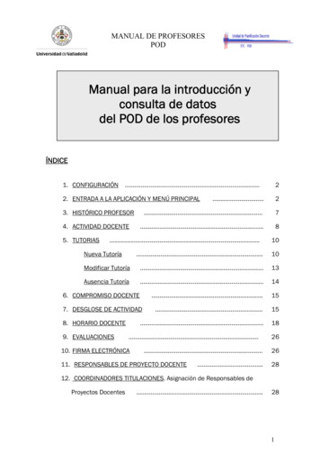 Manual Para La Introducción Y Consulta De Datos Del POD De Los . - UVa