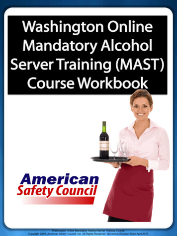 Washington Online Mandatory Alcohol Server Training (MAST) Course Workbook