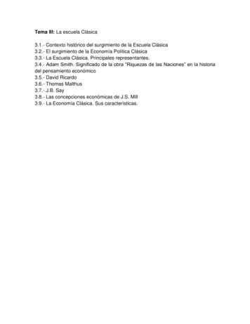 Tema III: La Escuela Clásica 3.1.- Contexto Histórico Del . - Ecotec