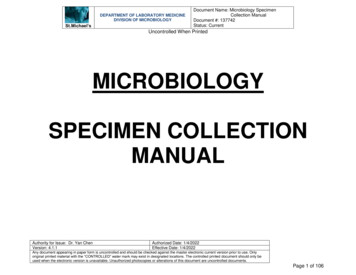 MICROBIOLOGY SPECIMEN COLLECTION MANUAL - St. Michael's Hospital