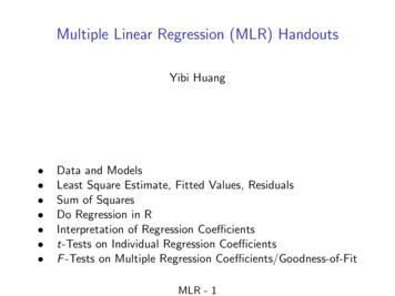 Multiple Linear Regression (MLR) Handouts - University Of Chicago