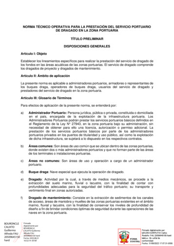 Norma Técnico Operativa Para La Prestación Del Servicio Portuario De .