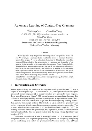 Automatic Learning Of Context-Free Grammar - ACL Anthology