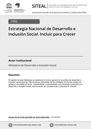 Estrategia Nacional De Desarrollo E Inclusión Social. Incluir Para Crecer