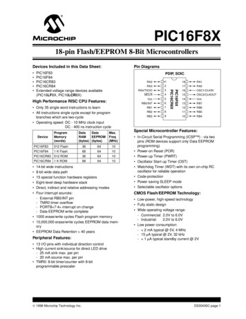 PIC16F8X, 18-Pin FLASH/EEPROM 8-Bit MCU Data Sheet