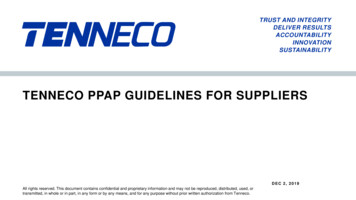 Tenneco Ppap Guidelines For Suppliers