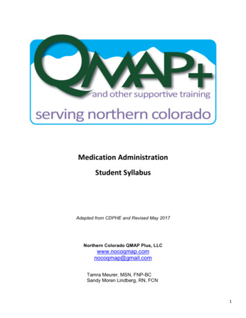 Medication Administration Student Syllabus - Northern Colorado QMAP 