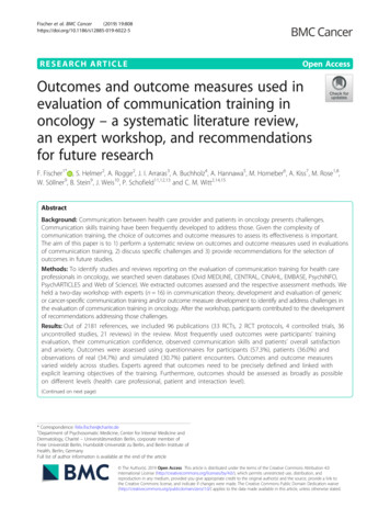 RESEARCH ARTICLE Open Access Outcomes And Outcome Measures Used In .