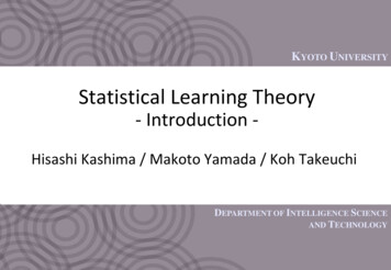 Statistical Learning Theory - GitHub Pages