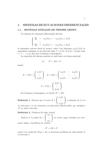 1. Sistemas De Ecuaciones Diferenciales