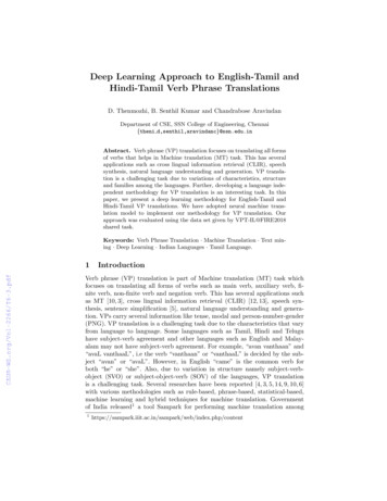 Deep Learning Approach To English-Tamil And Hindi-Tamil Verb Phrase .