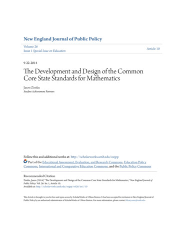 The Development And Design Of The Common Core State Standards For .