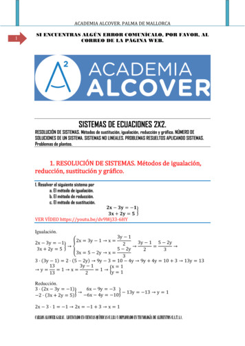 SISTEMAS DE ECUACIONES 2X2. - Academia Alcover