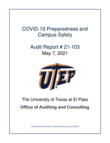 UTEP COVID-19 Preparedness And Campus Safety Report