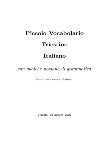 Piccolo Vocabolario Triestino Italiano