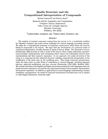 Qualia Structure And The Compositional Interpretation Of Compounds