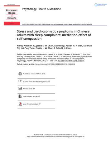 Stress And Psychosomatic Symptoms In Chinese Adults With Sleep .