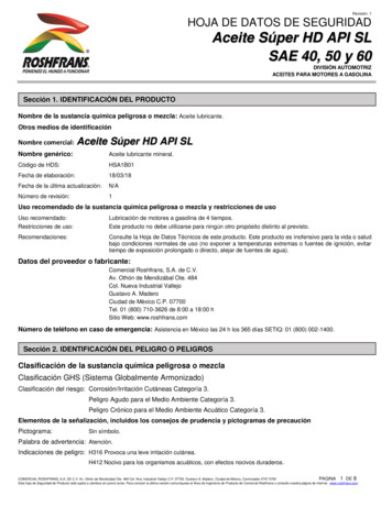 Revisión: 1 HOJA DE DATOS DE SEGURIDAD Aceite Súper HD . - Roshfrans