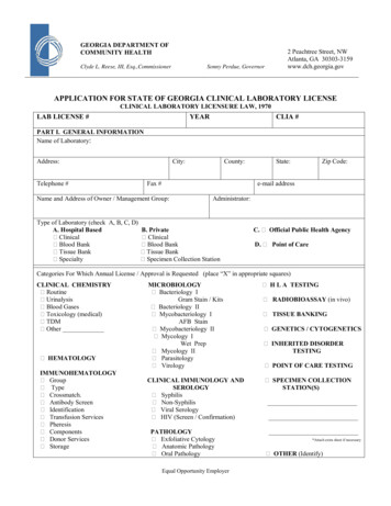 Application For State Of Georgia Clinical Laboratory License