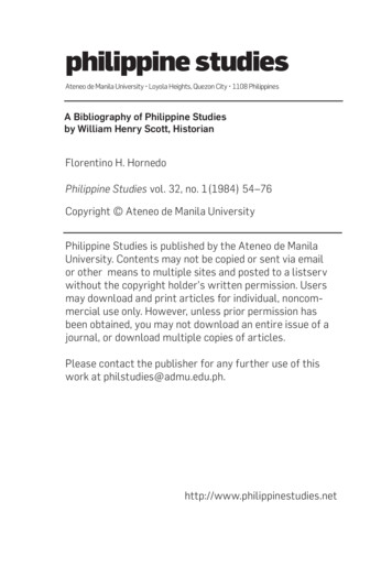 A Bibliography Of Philippine Studies By William Henry Scott, Historian
