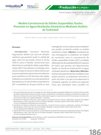 Modelo Correlacional De Sólidos Suspendidos Totales Presentes En Aguas .