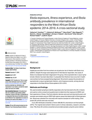 Ebola Exposure, Illness Experience, And Ebola Antibody Prevalence In .