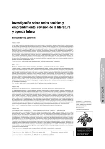Investigación Sobre Redes Sociales Y Emprendimiento: Revisión . - UNAM