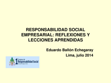 Responsabilidad Social Empresarial: Reflexiones Y Lecciones Aprendidas