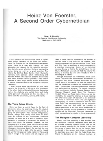 Heinz Von Foerster, A Second Order Cybernetician - CEPA.INFO