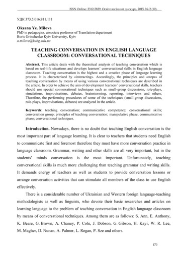 Teaching Conversation In English Language Classroom . - Oaji