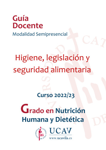 Higiene, Legislación Y Seguridad Alimentaria - UCAVILA
