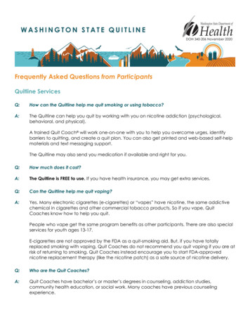 Washington State Quitline Frequently Asked Questions From Participants