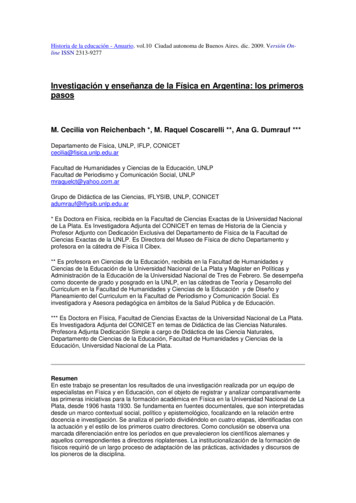 Investigación Y Enseñanza De La Física En Argentina: Los . - UNLP