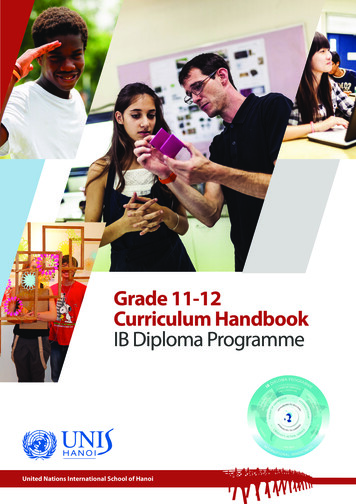 Grade 11-12 Curriculum Handbook IB Diploma Programme - UNIS Hanoi