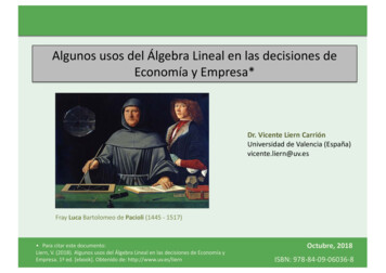 Algunos Usos Del Álgebra Lineal En Las Decisiones De Economía Y . - UV
