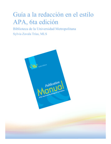 Guía A La Redacción En El Estilo APA, 6ta Edición - UNAM