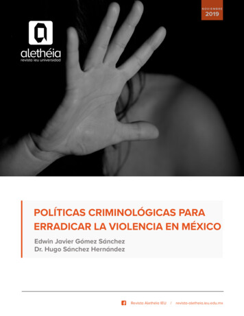 Políticas Criminológicas Para Erradicar La Violencia En México