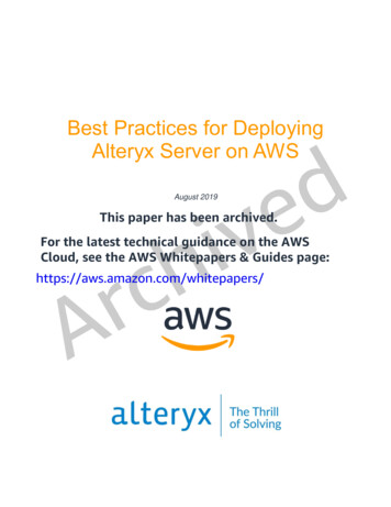Best Practices For Deploying Alteryx Server On AWS