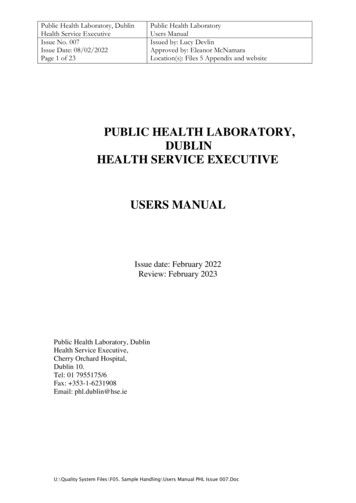 Public Health Laboratory Users Manual - Health Service Executive
