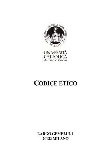 CODICE ETICO - Università Cattolica Del Sacro Cuore
