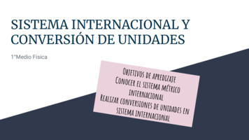 Sistema Internacional SISTEMA INTERNACIONAL Y CONVERSIÓN DE UNIDADES