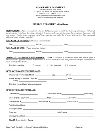 DIVORCE WORKSHEET- With Children - Guam Family Law Office