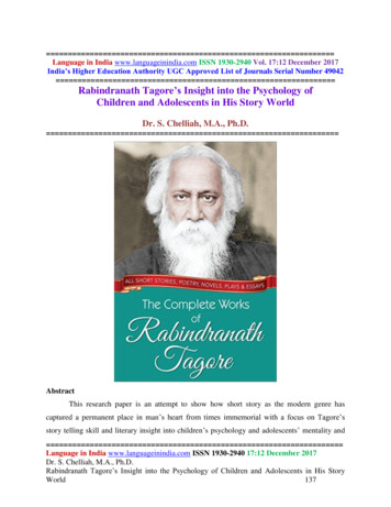 Rabindranath Tagore's Insight Into The Psychology Of Children And .