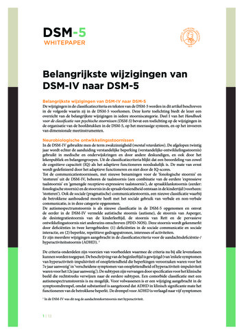 Belangrijkste Wijzigingen Van DSM-IV Naar DSM-5