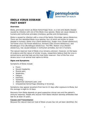 EBOLA VIRUS DISEASE FACT SHEET - Pennsylvania Department Of Health