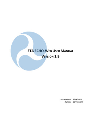 FTA ECHO-Web User Manual - Federal Transit Administration