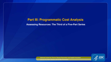 Part III: Programmatic Cost Analysis - Centers For Disease Control And .