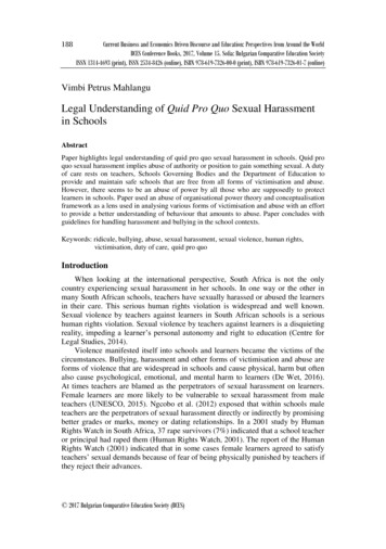 Legal Understanding Of Quid Pro Quo Sexual Harassment In Schools - Ed